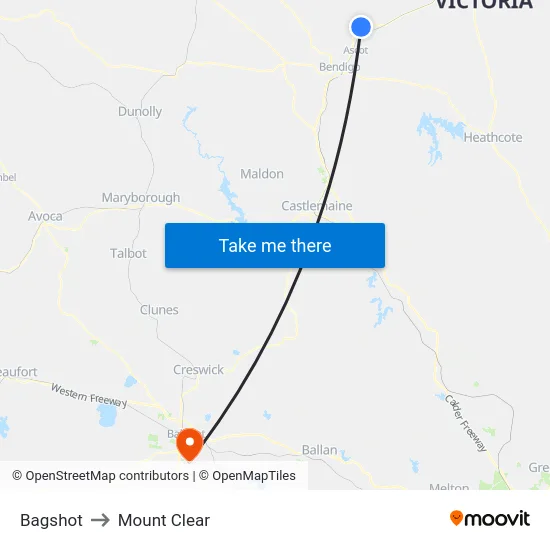 Bagshot to Mount Clear map