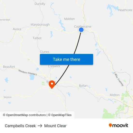 Campbells Creek to Mount Clear map