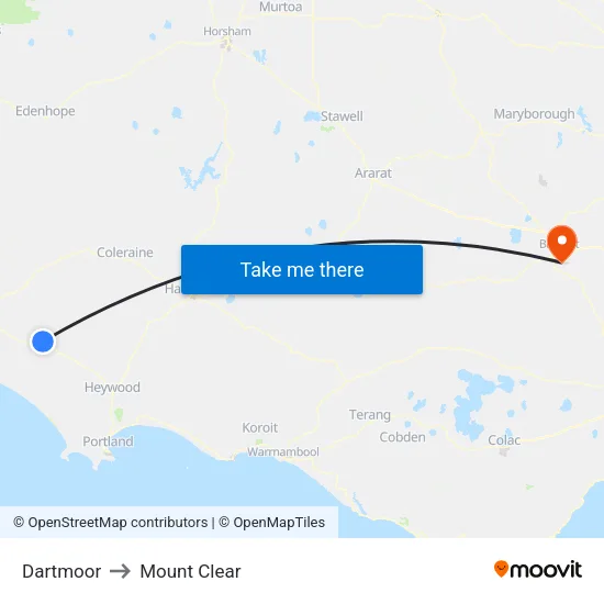 Dartmoor to Mount Clear map