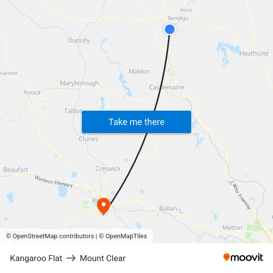 Kangaroo Flat to Mount Clear map