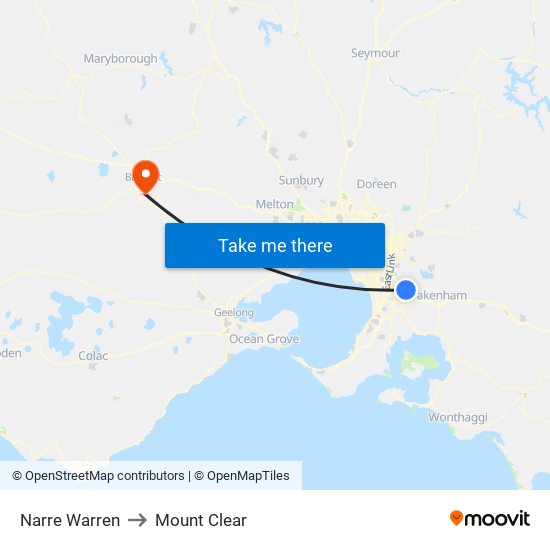 Narre Warren to Mount Clear map