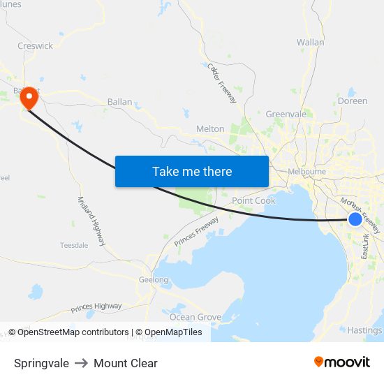 Springvale to Mount Clear map