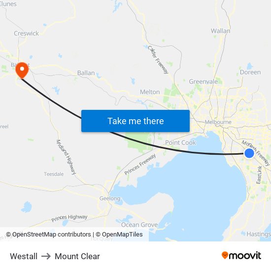 Westall to Mount Clear map