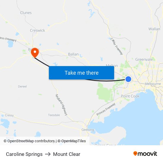 Caroline Springs to Mount Clear map