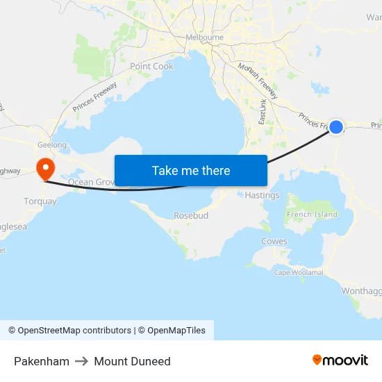 Pakenham to Mount Duneed map