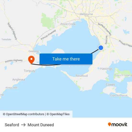 Seaford to Mount Duneed map
