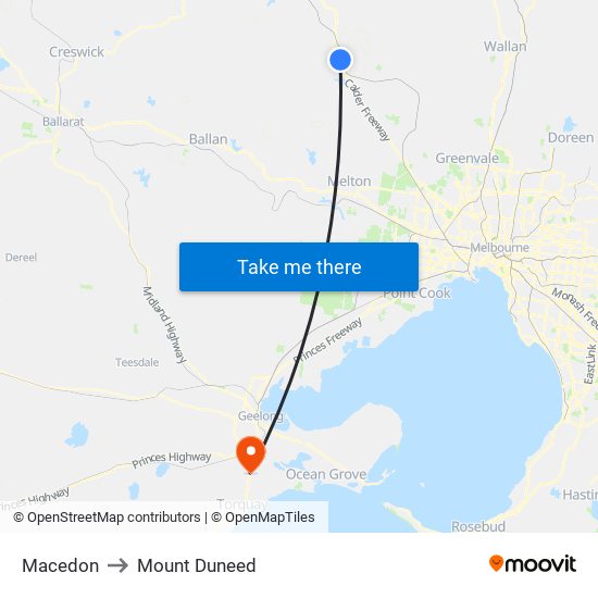 Macedon to Mount Duneed map