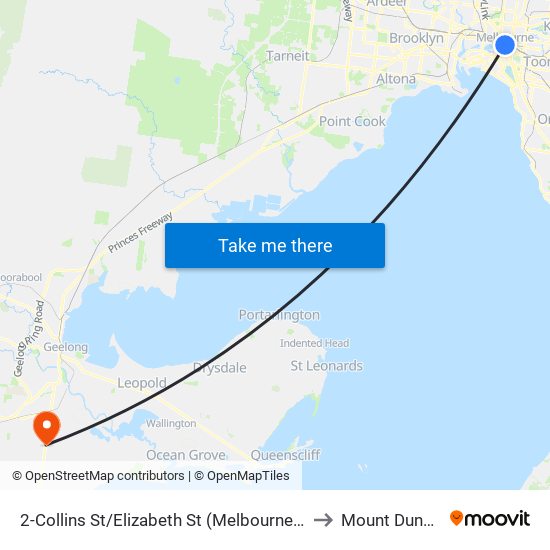 2-Collins St/Elizabeth St (Melbourne City) to Mount Duneed map