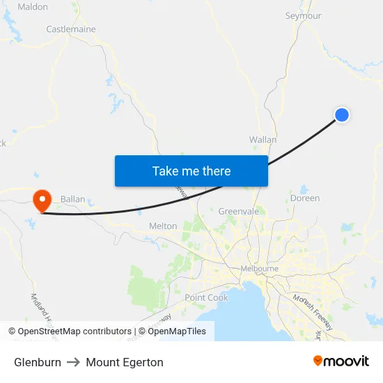 Glenburn to Mount Egerton map