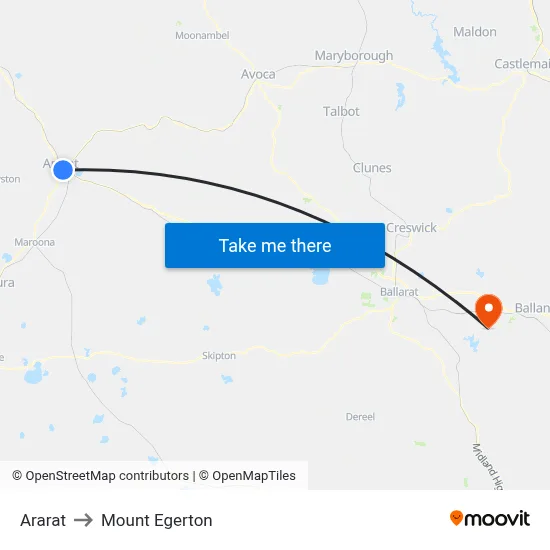 Ararat to Mount Egerton map