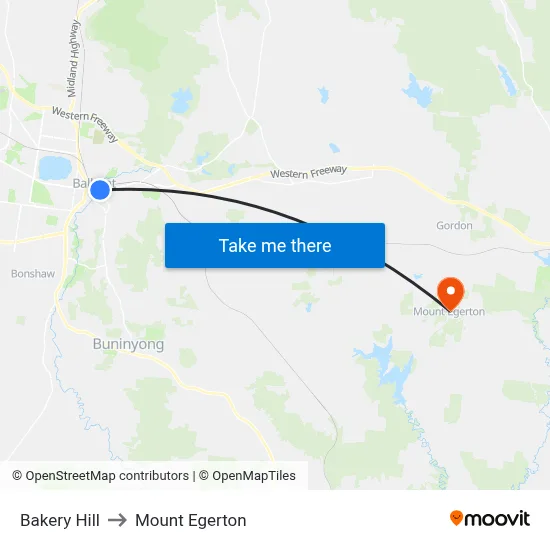 Bakery Hill to Mount Egerton map