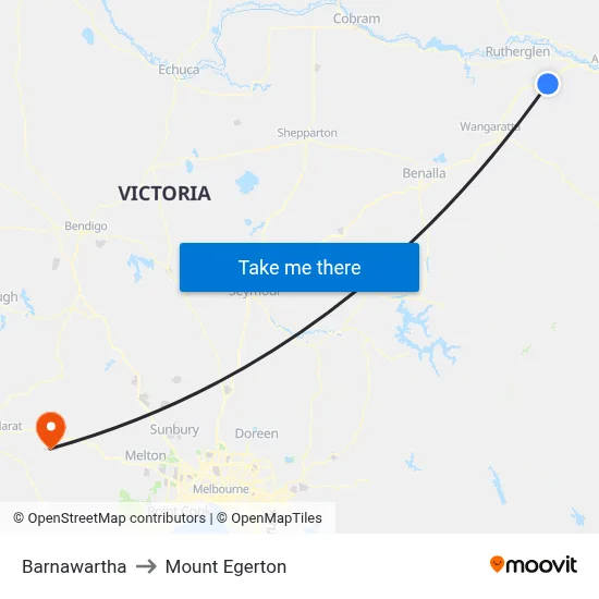Barnawartha to Mount Egerton map