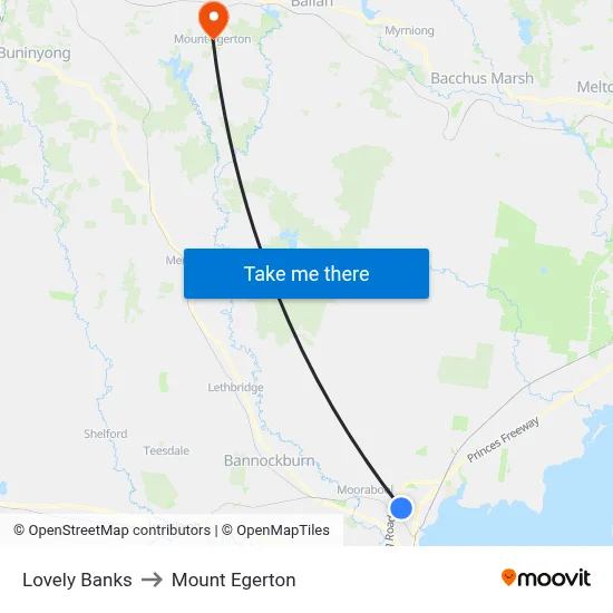 Lovely Banks to Mount Egerton map