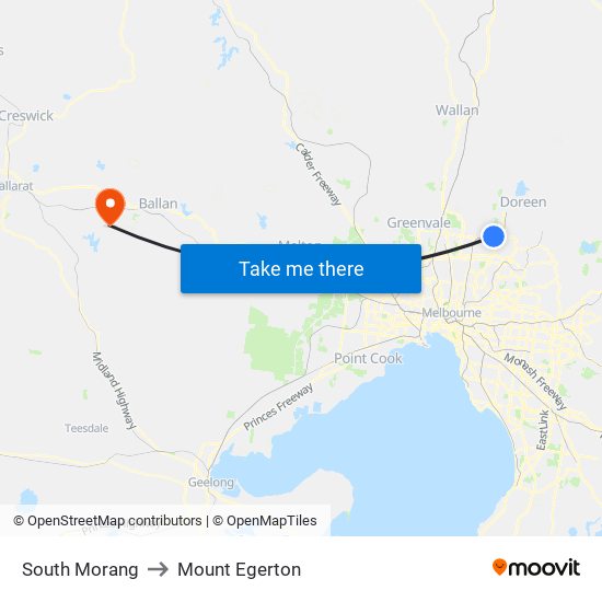 South Morang to Mount Egerton map