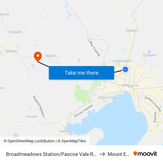 Broadmeadows Station/Pascoe Vale Rd (Broadmeadows) to Mount Egerton map