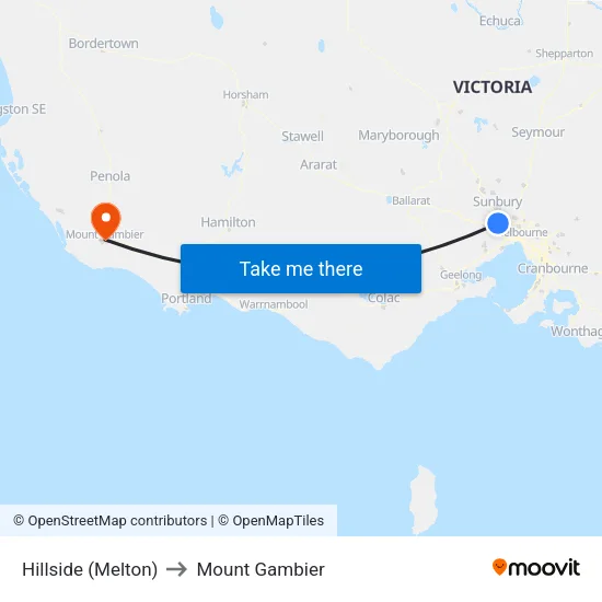 Hillside (Melton) to Mount Gambier map