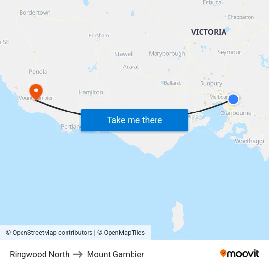 Ringwood North to Mount Gambier map