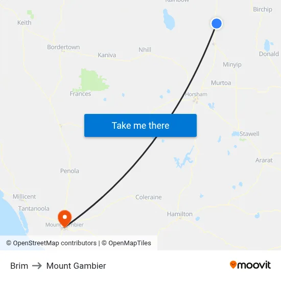 Brim to Mount Gambier map