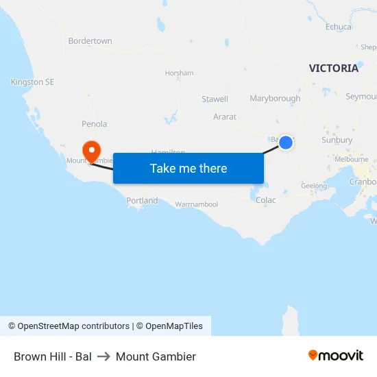 Brown Hill - Bal to Mount Gambier map