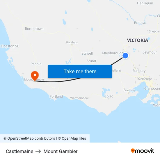 Castlemaine to Mount Gambier map