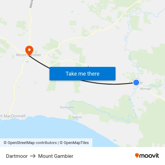 Dartmoor to Mount Gambier map