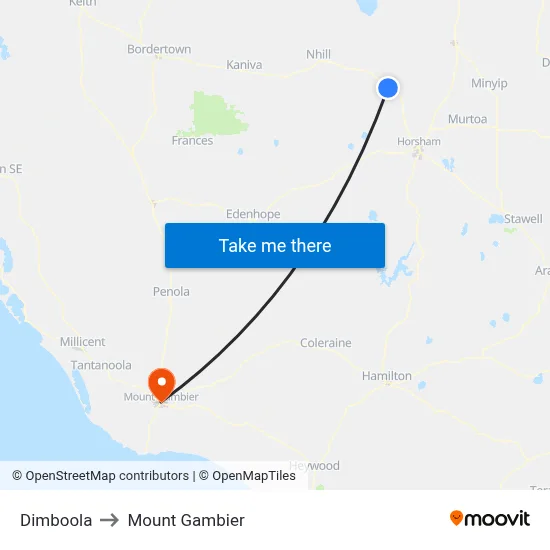 Dimboola to Mount Gambier map