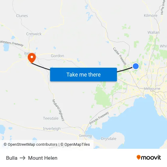 Bulla to Mount Helen map