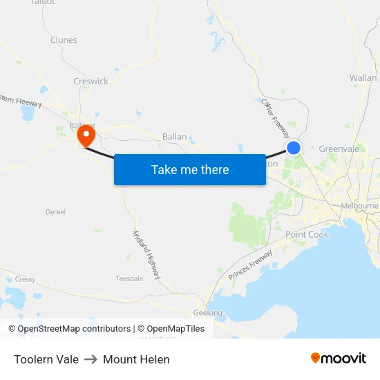 Toolern Vale to Mount Helen map