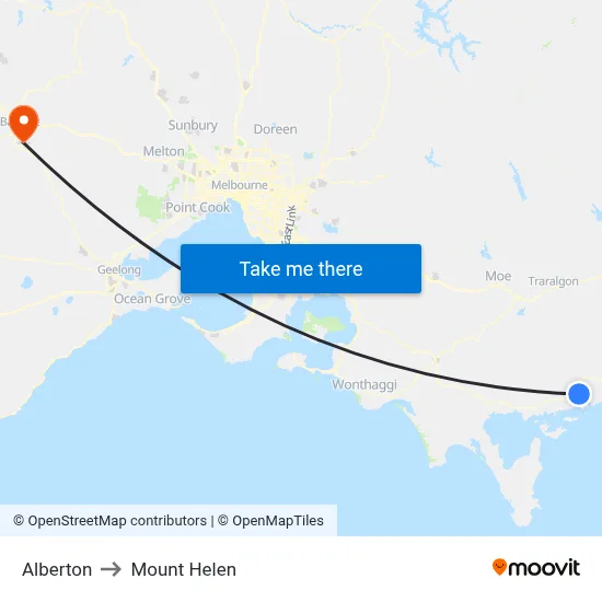 Alberton to Mount Helen map