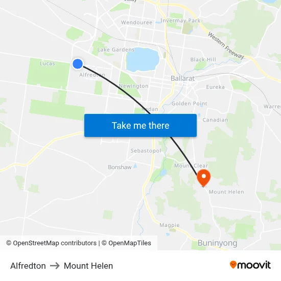 Alfredton to Mount Helen map