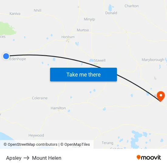 Apsley to Mount Helen map