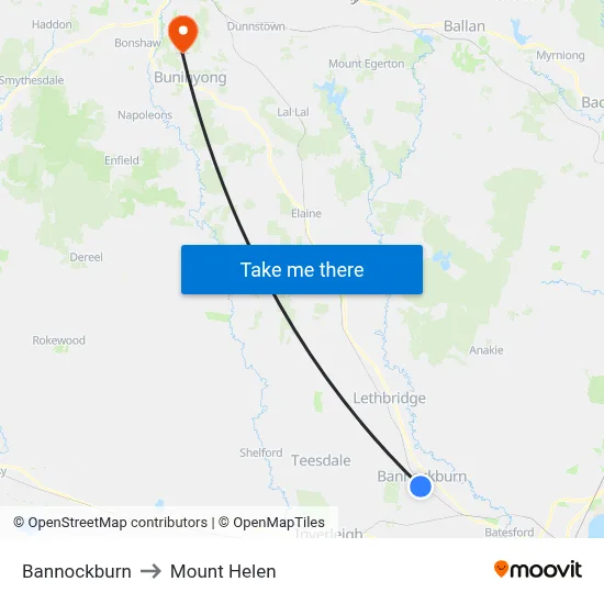 Bannockburn to Mount Helen map
