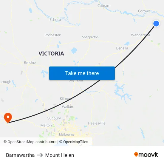Barnawartha to Mount Helen map