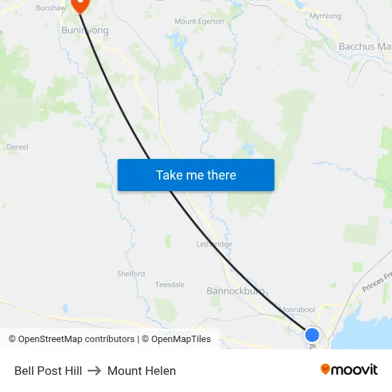 Bell Post Hill to Mount Helen map