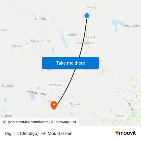 Big Hill (Bendigo) to Mount Helen map