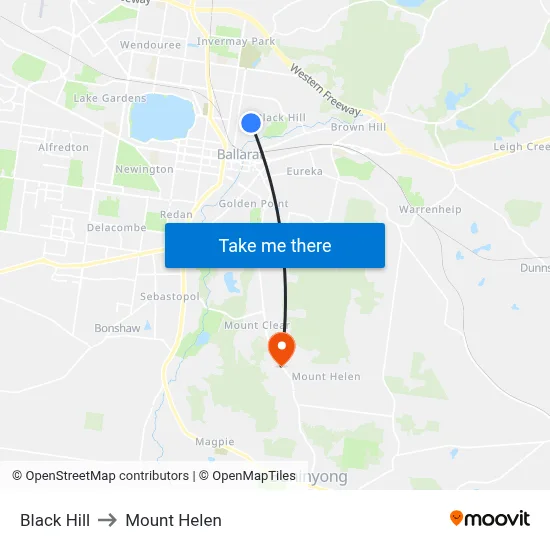 Black Hill to Mount Helen map