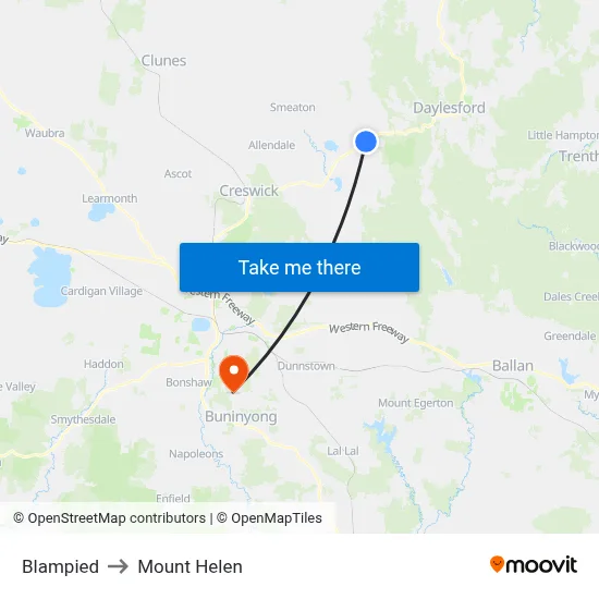 Blampied to Mount Helen map