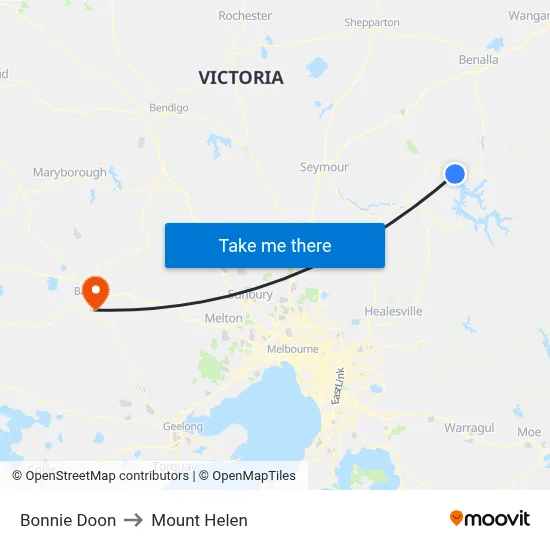 Bonnie Doon to Mount Helen map