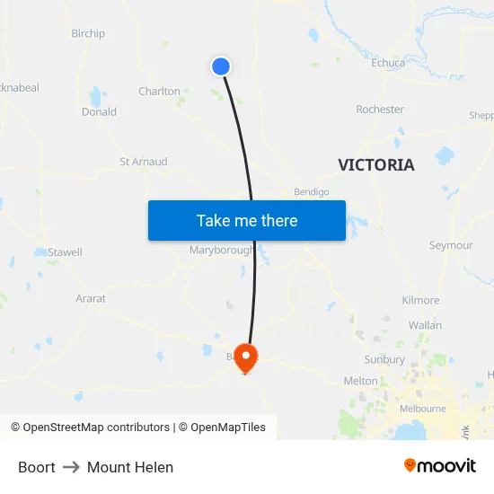 Boort to Mount Helen map
