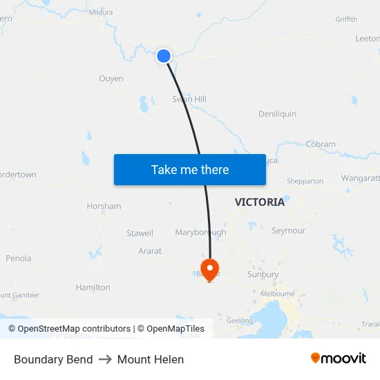 Boundary Bend to Mount Helen map