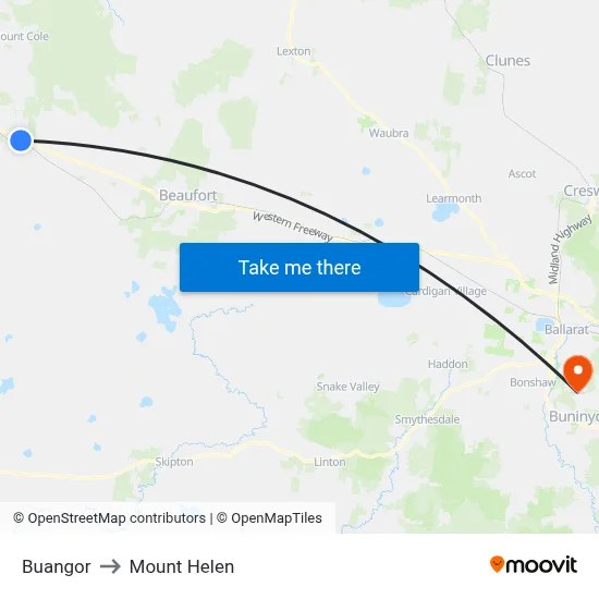 Buangor to Mount Helen map