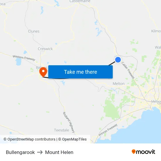 Bullengarook to Mount Helen map