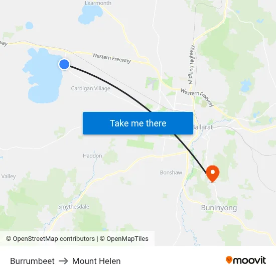 Burrumbeet to Mount Helen map
