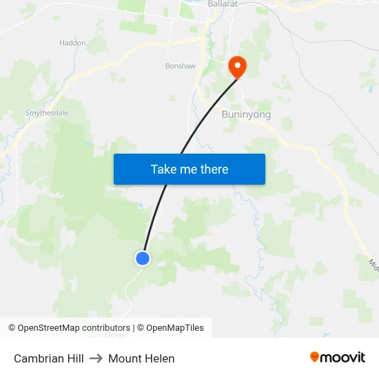 Cambrian Hill to Mount Helen map