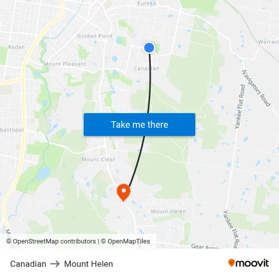 Canadian to Mount Helen map