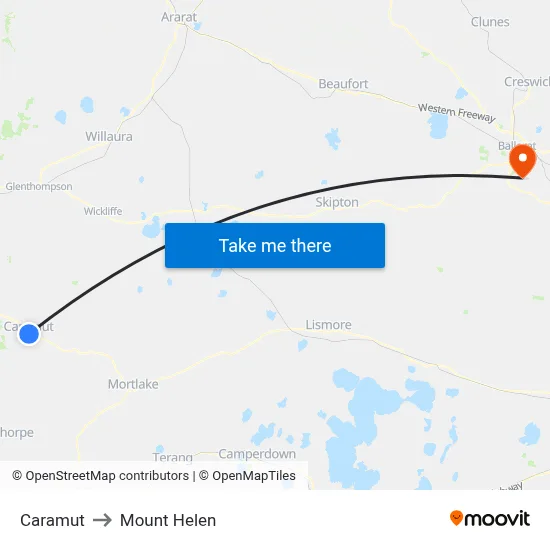 Caramut to Mount Helen map