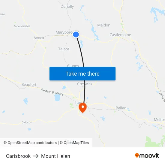 Carisbrook to Mount Helen map