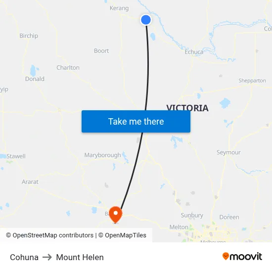 Cohuna to Mount Helen map