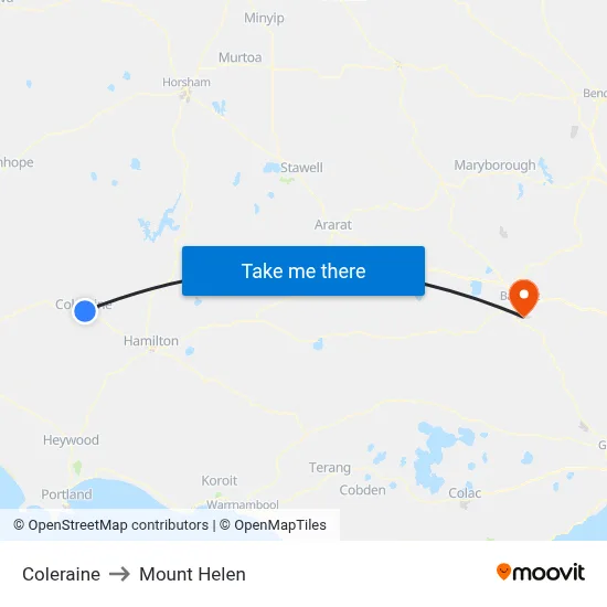 Coleraine to Mount Helen map