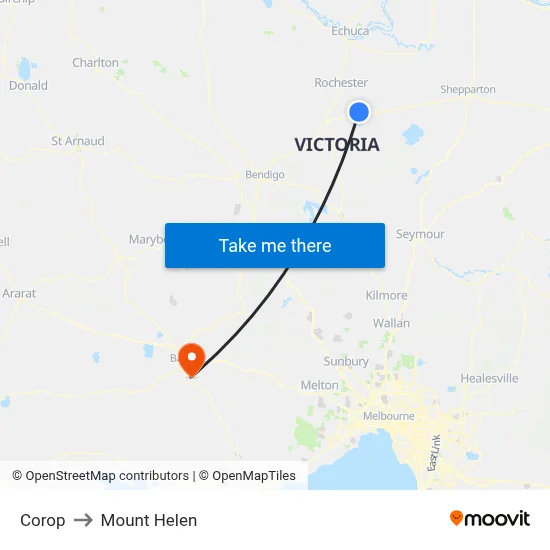 Corop to Mount Helen map
